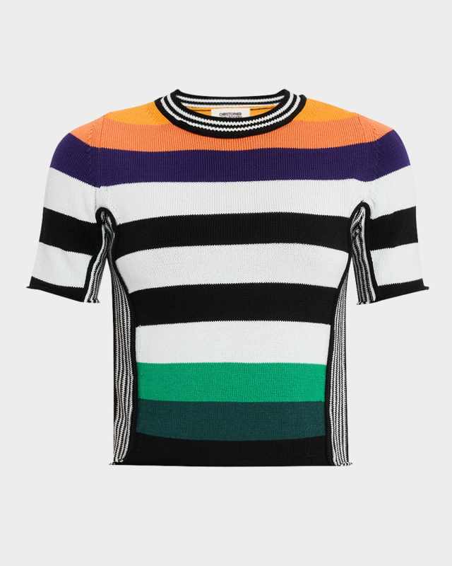 Striped Knit Crop Baby Tee